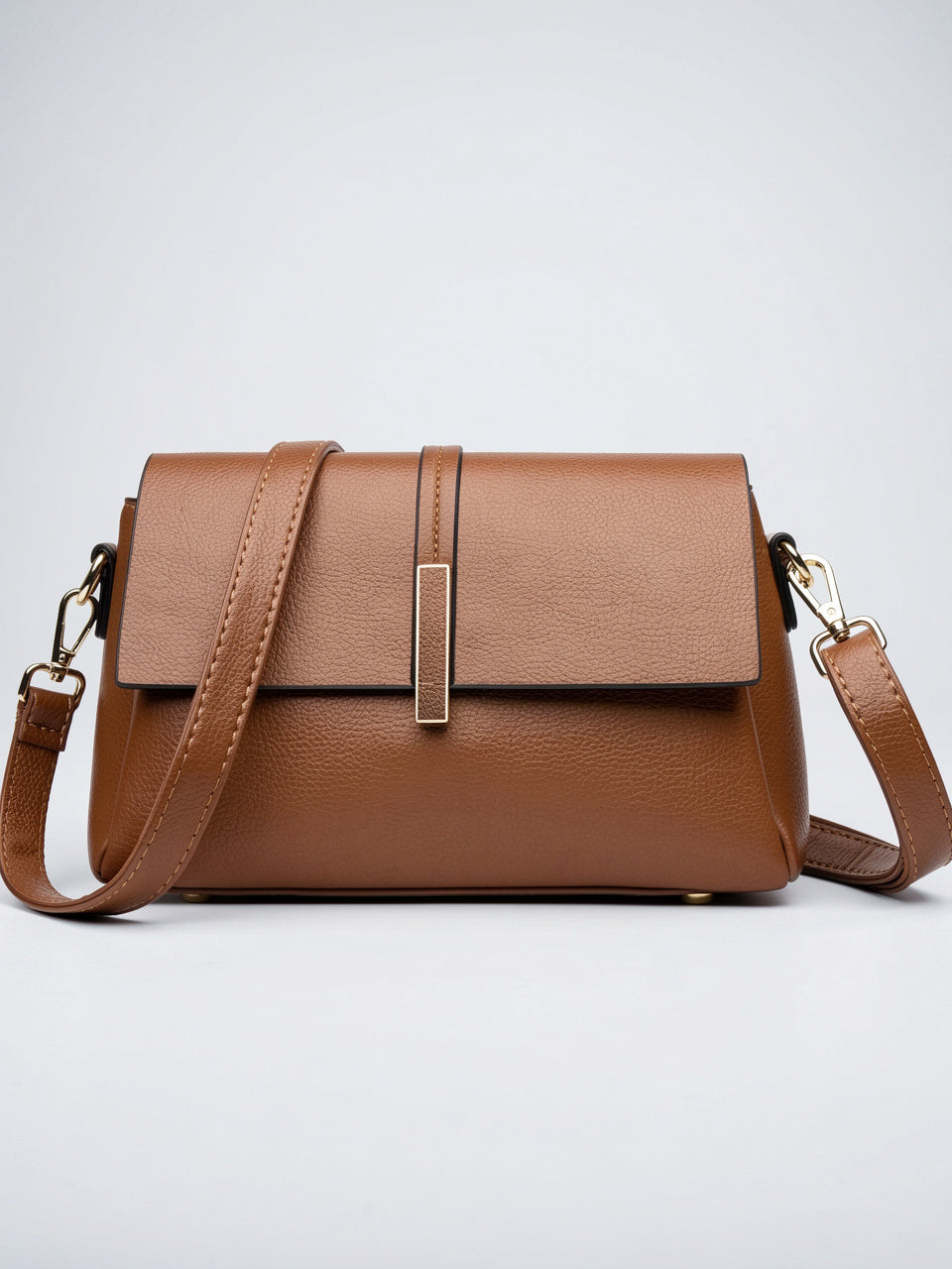 Ysilla — Sac besace femme - Marron Cuir PU