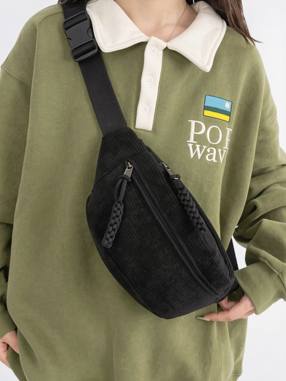 Ysolda — Sac banane noir velours - 1