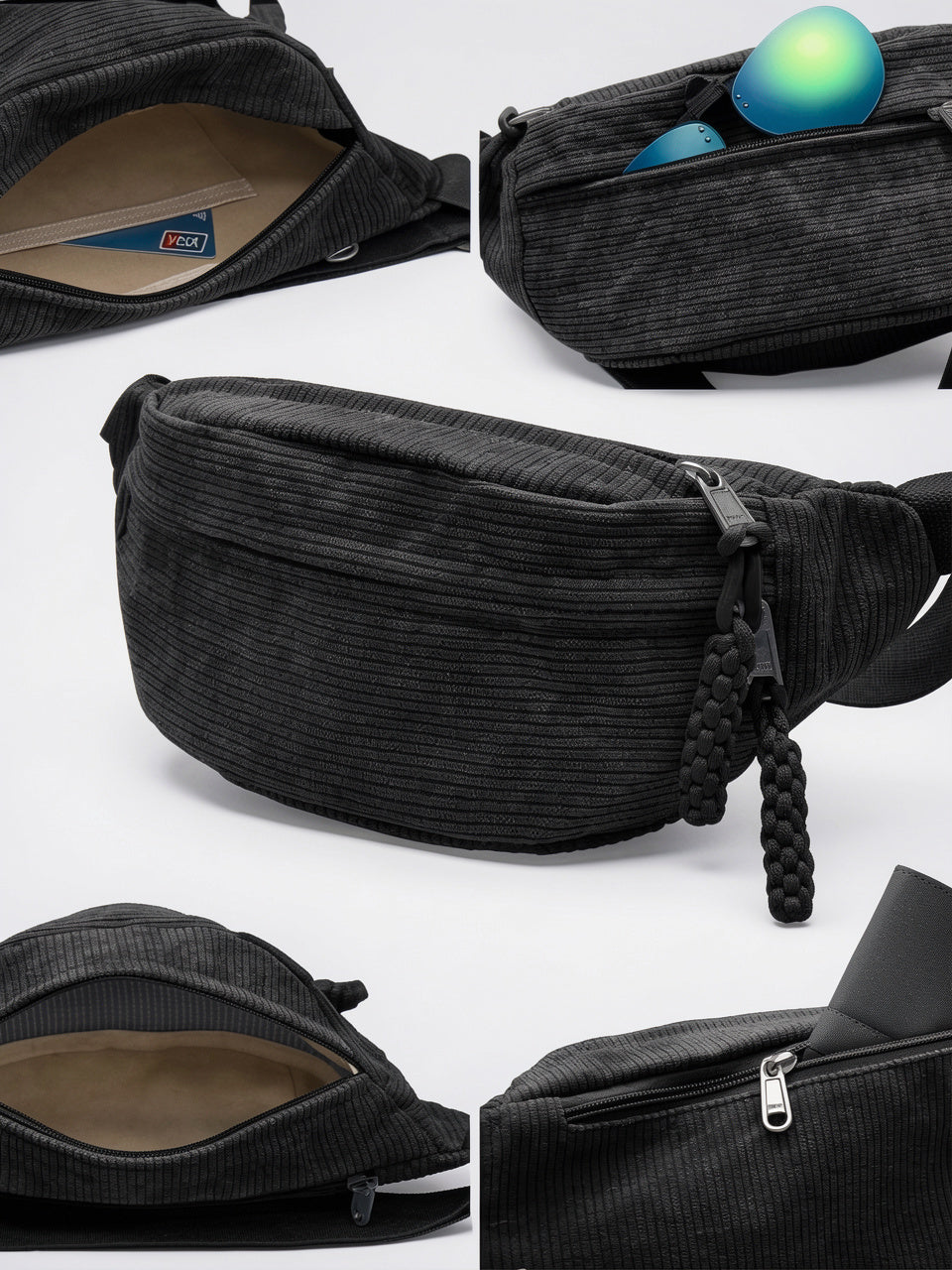 Ysolda — Sac banane noir velours - 4