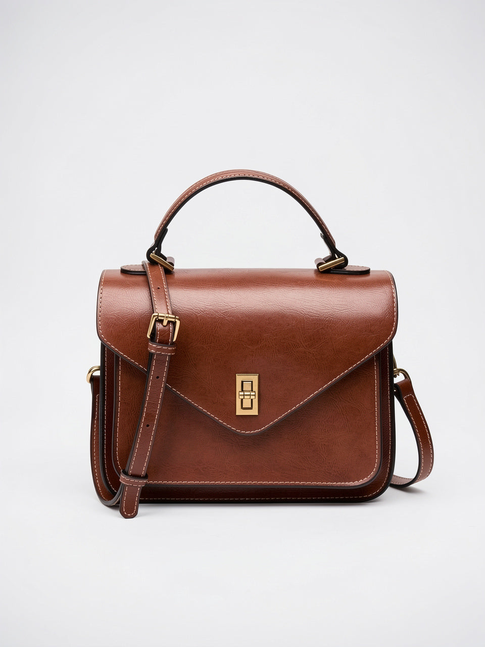 Ysora — Sac à bandoulière femme en cuir - Café Foncé Cuir Femme