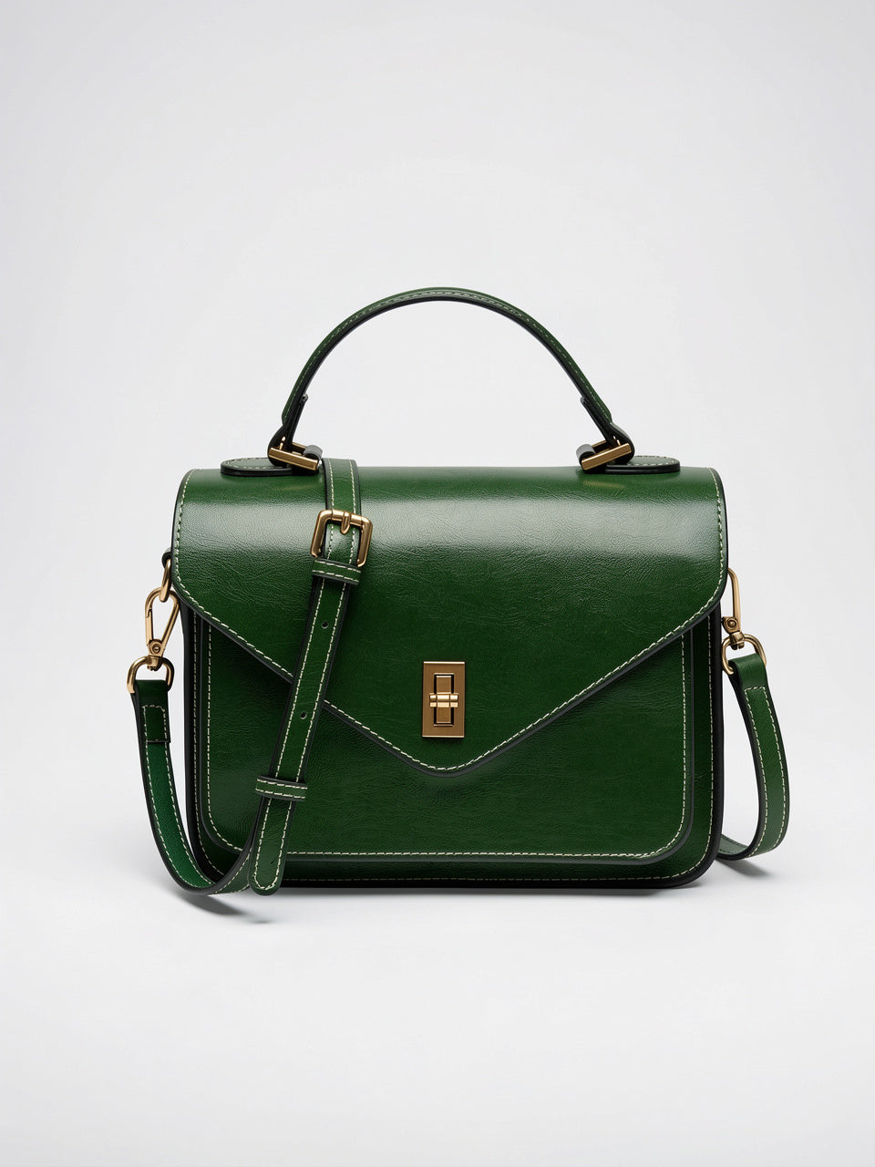 Ysora — Sac à bandoulière femme en cuir - Vert Foncé Cuir Femme