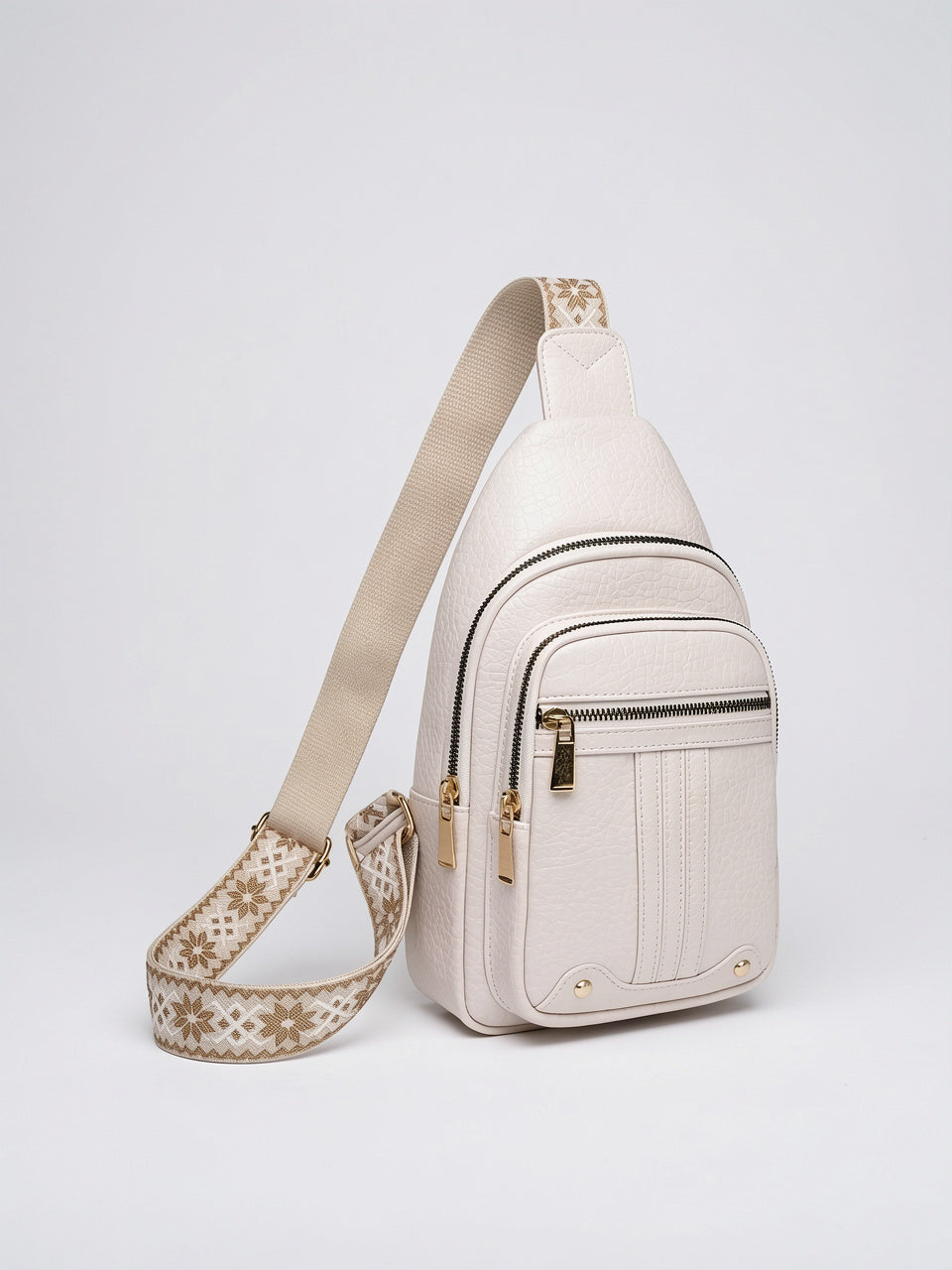 Ysora — Sac poitrine à bandoulière femme - Blanc Crème