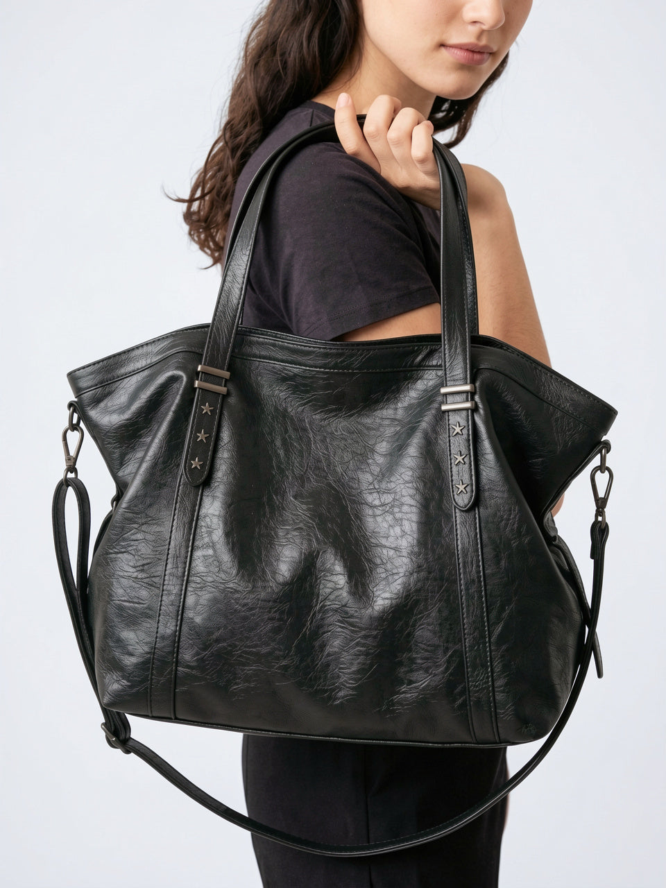 Ysora — Sac vintage de cours en simili cuir marron - 10