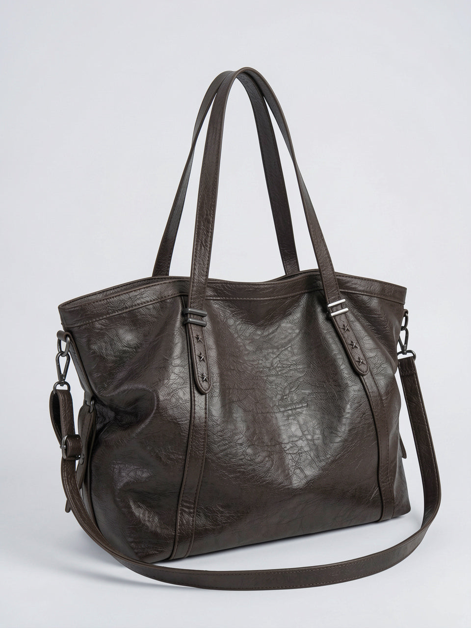 Ysora — Sac vintage de cours en simili cuir marron - 12