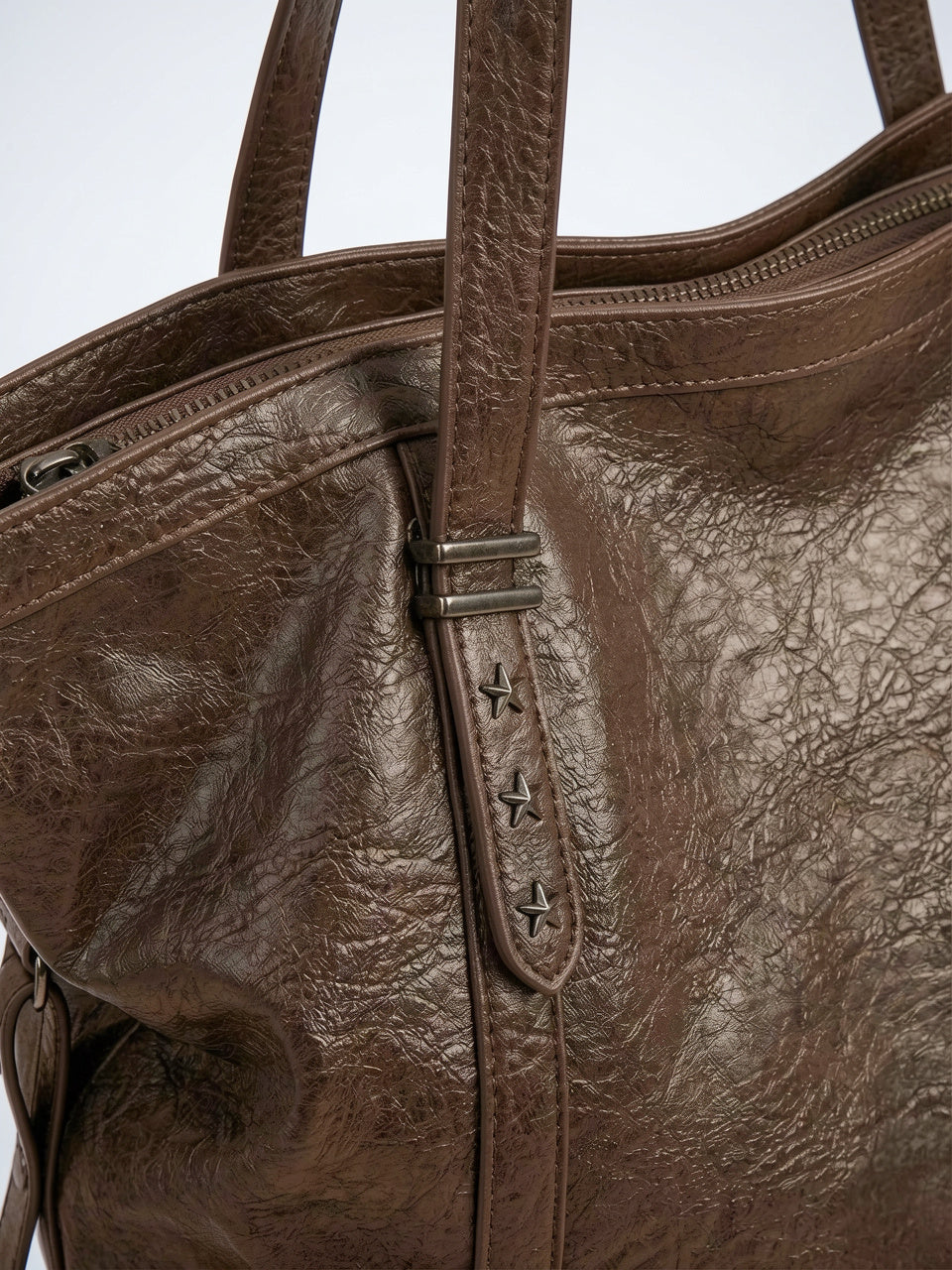 Ysora — Sac vintage de cours en simili cuir marron - 14