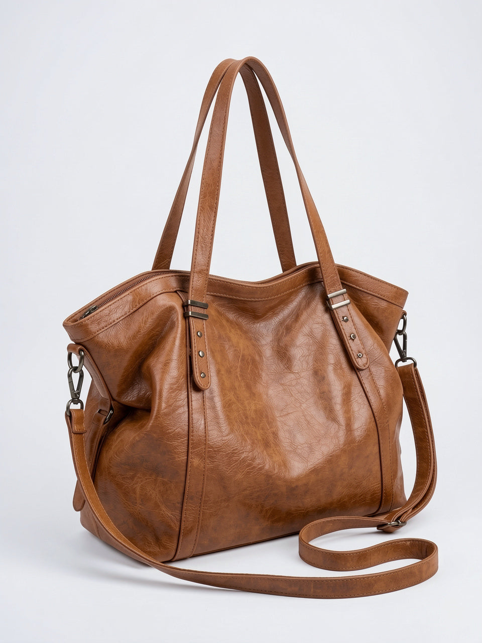 Ysora — Sac vintage de cours en simili cuir marron - 2