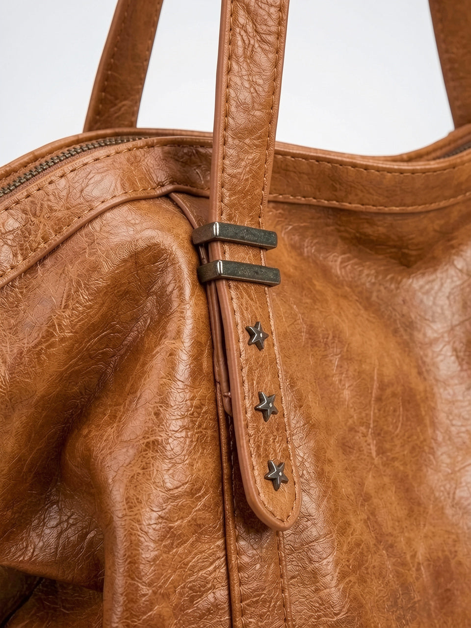 Ysora — Sac vintage de cours en simili cuir marron - 4