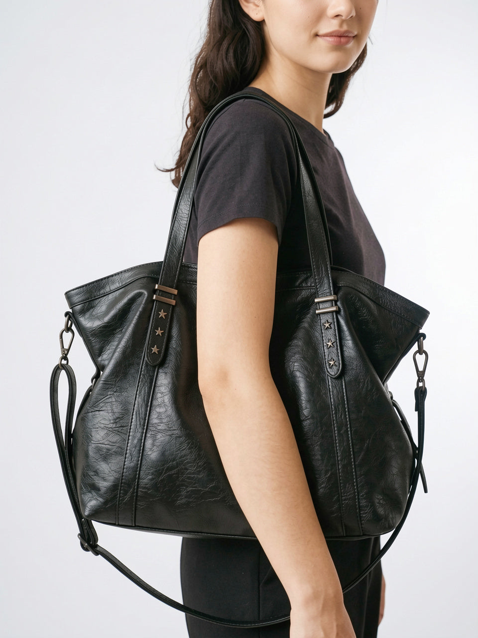 Ysora — Sac vintage de cours en simili cuir marron - 8