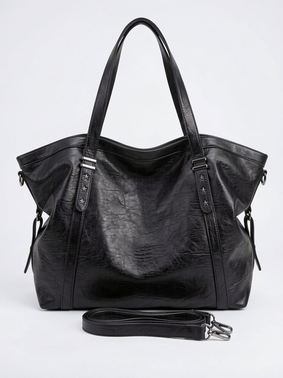 Ysora — Sac vintage de cours en simili cuir marron - Noir