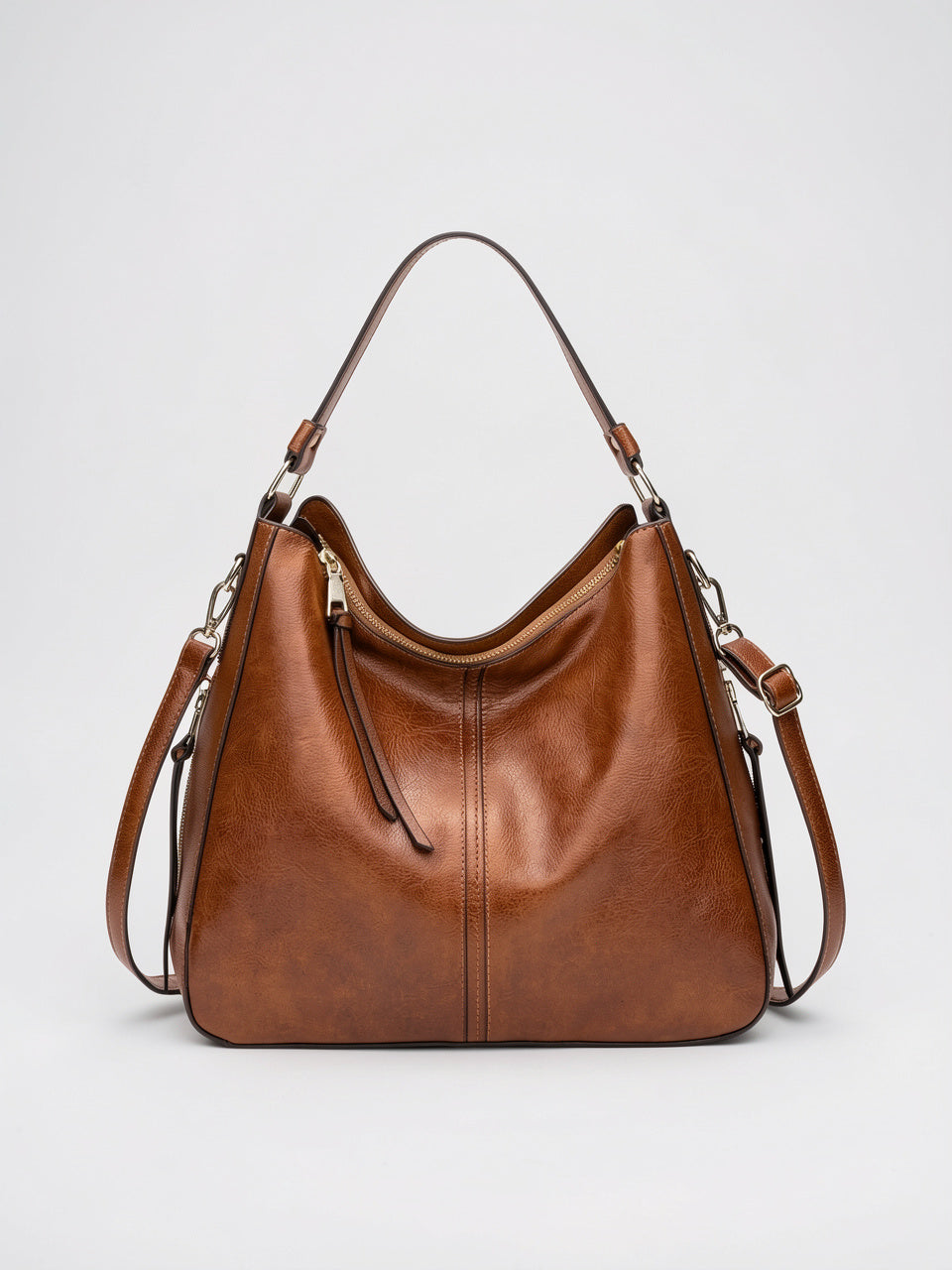 Zélie — Grand sac à main hobo à bandoulière - Marron