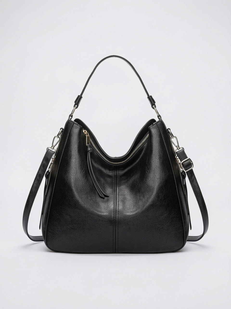 Zélie — Grand sac à main hobo à bandoulière - Noir