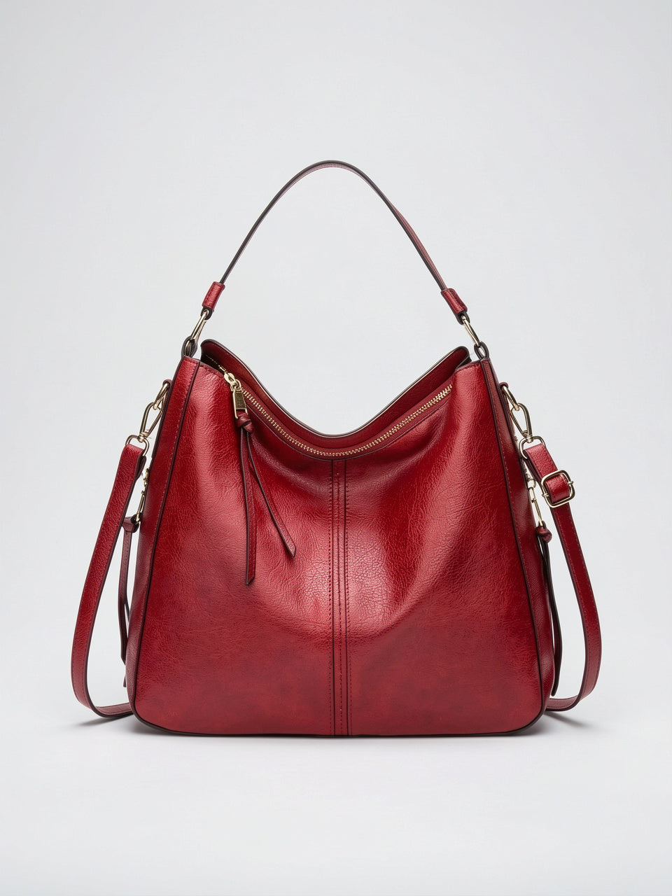 Zélie — Grand sac à main hobo à bandoulière - Rouge
